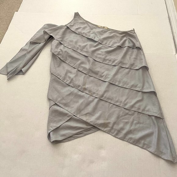 BCBG MAXAZRIA RUNWAY XXS ICE BLUE ONE SHOULDERED COCKTAIL DRESS $325 RETAIL - Picture 2 of 5